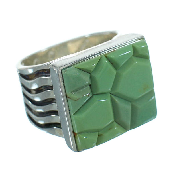 Southwest Genuine Sterling Silver Turquoise Inlay Ring Size 7-1/4 QX69149